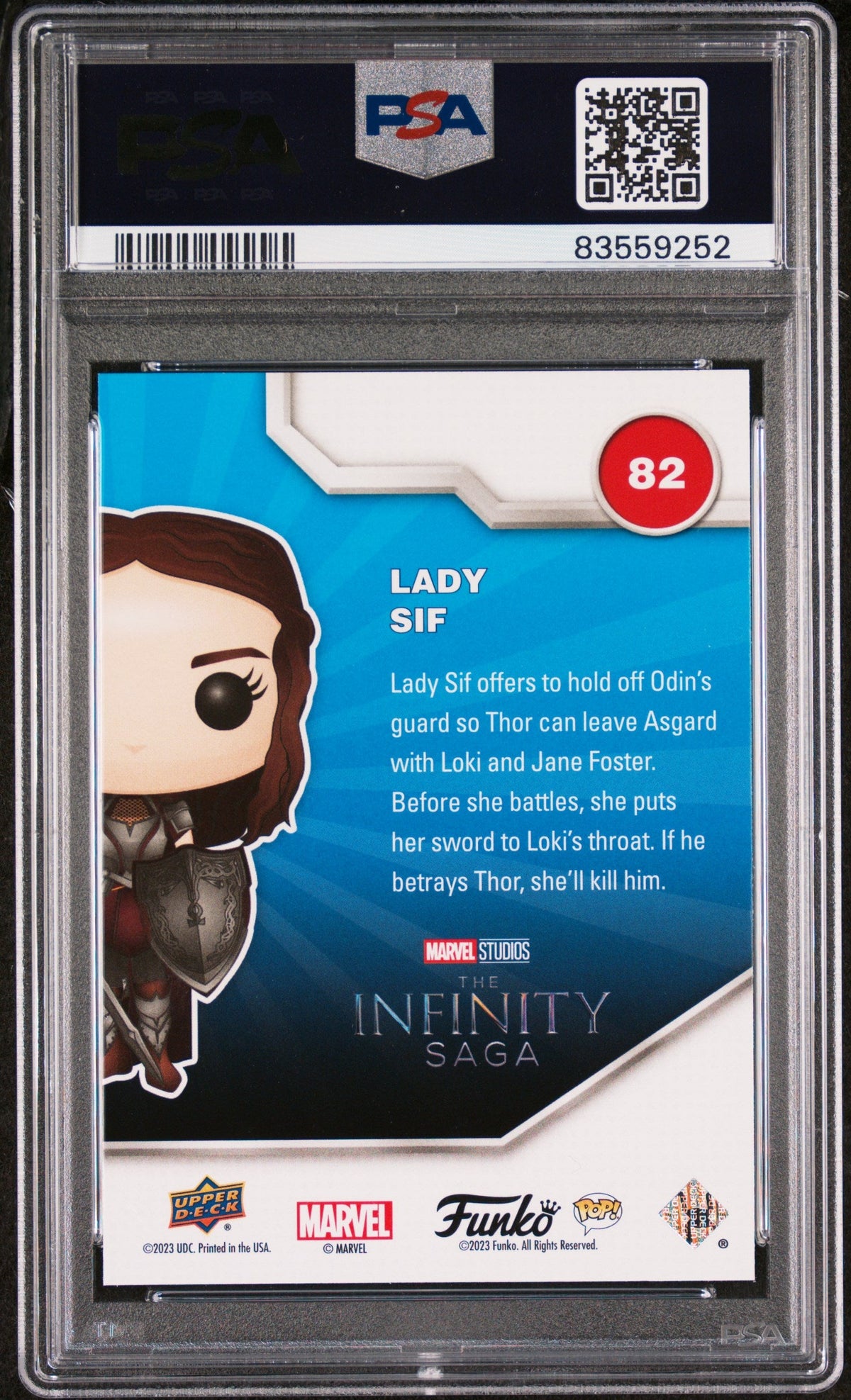 2023 UPPER DECK FUNKO POP MARVEL  LADY SIF PLATINUM #82  PSA 10