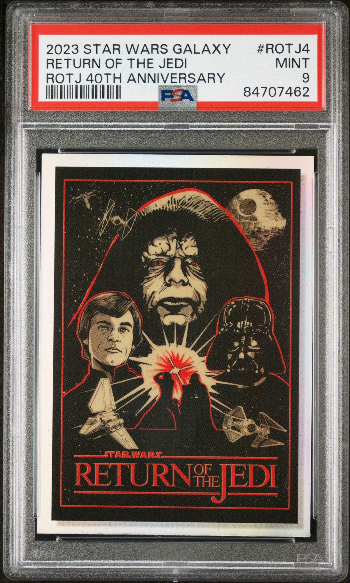 2023 TOPPS CHROME STAR WARS GALAXY RETURN OF THE JEDI 40TH ANNIVERSARY POSTER ART RETURN OF THE JEDI ROTJ 40TH ANNIVERSARY #ROTJ4 - PSA 9