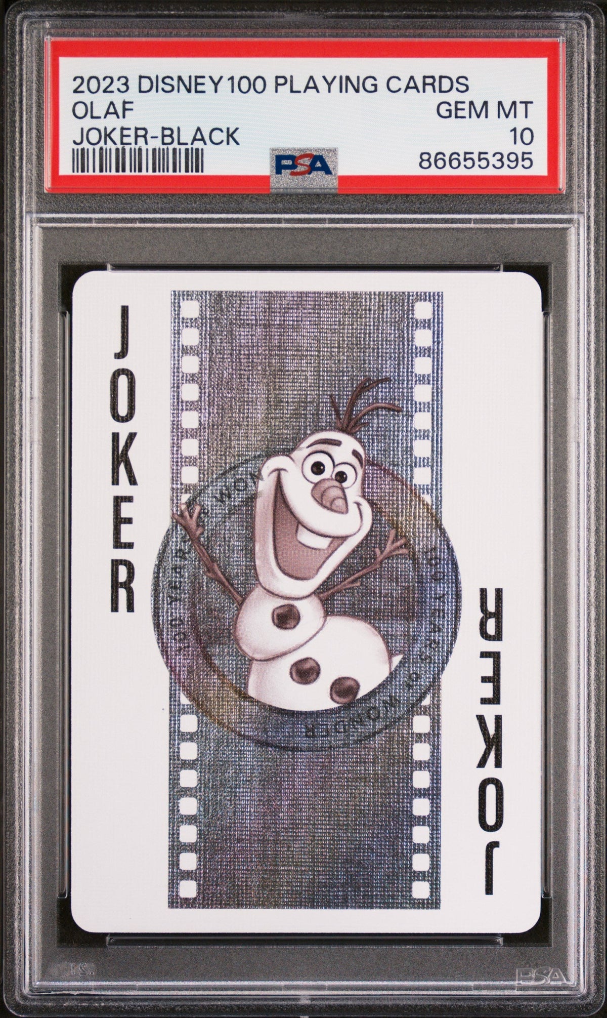 2023 DISNEY 100 PLAYING CARDS OLAF JOKER BLACK PSA 10