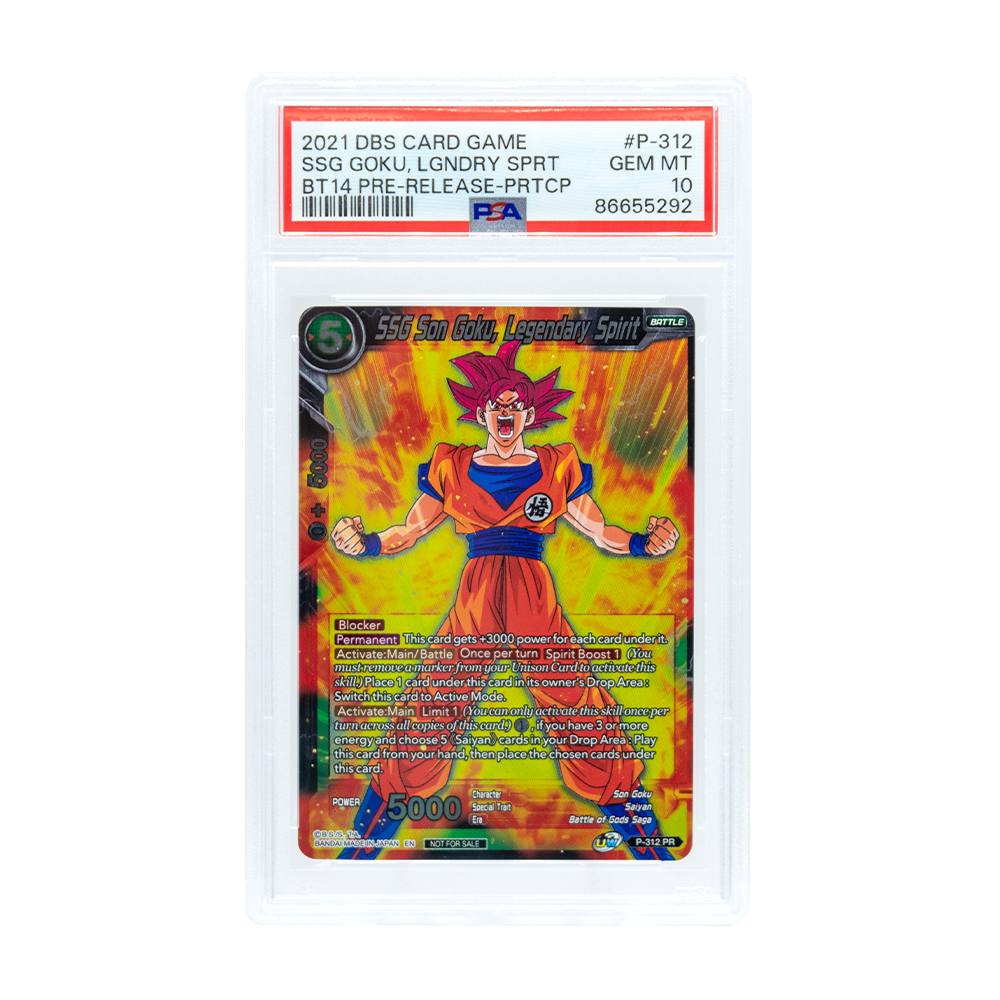2021 DRAGON BALL SUPER CROSS SPIRITS SSG GOKU, LGNDRY SPRT #P-312 - PSA 10