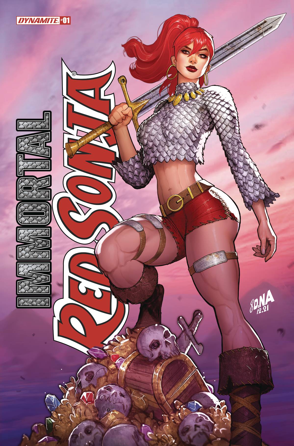 [SIGNED by David Nakayama] IMMORTAL RED SONJA #1 DAVID NAKAYAMA EXCLUSIVE FOIL STAMPED LOGO VAR (11/30/2022)