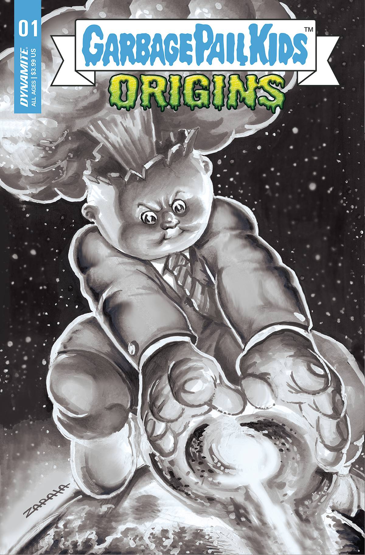 Garbage Pail Kids Origins #1 G 1:20 Jeff Zapata B&amp;W Variant (10/05/2022) Dynamite