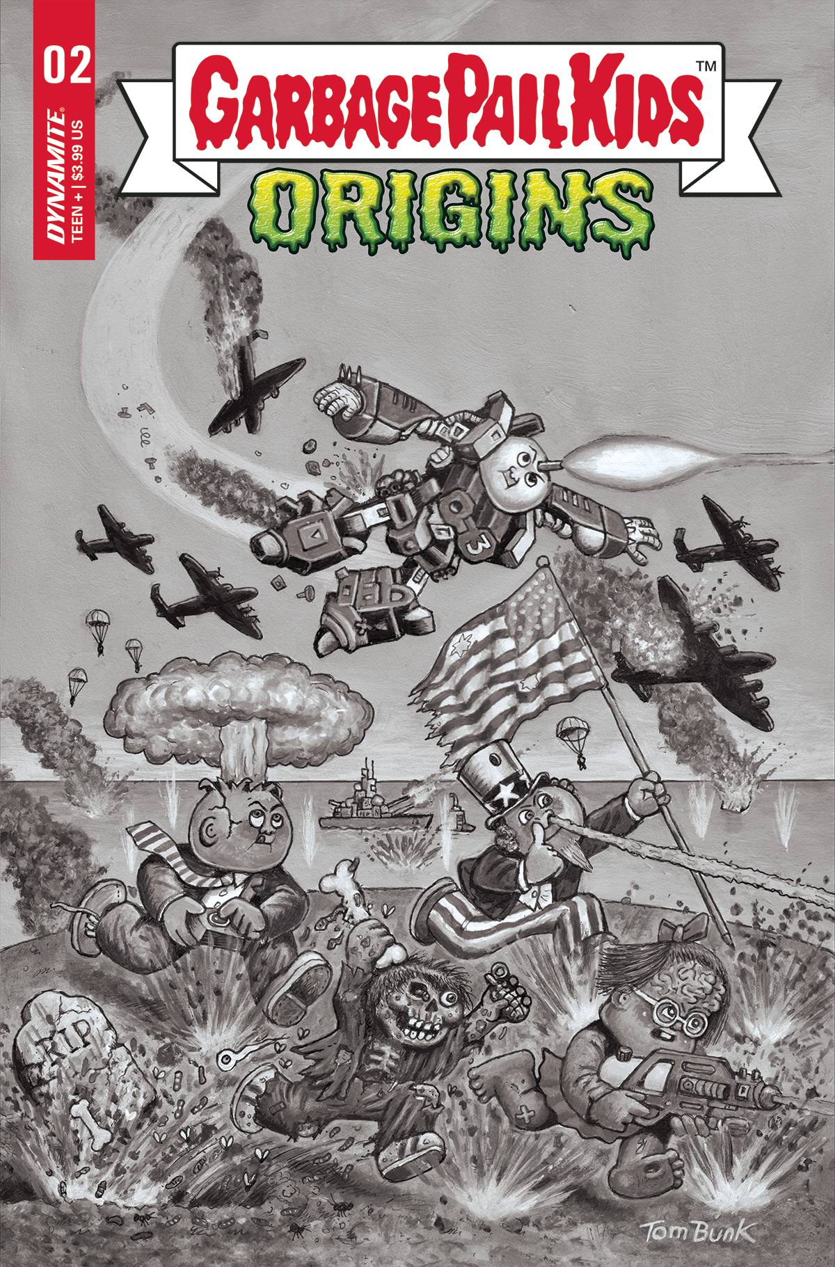 Garbage Pail Kids Origins #2 G 1:20 Tom Bunk B&amp;W Variant (11/09/2022) Dynamite