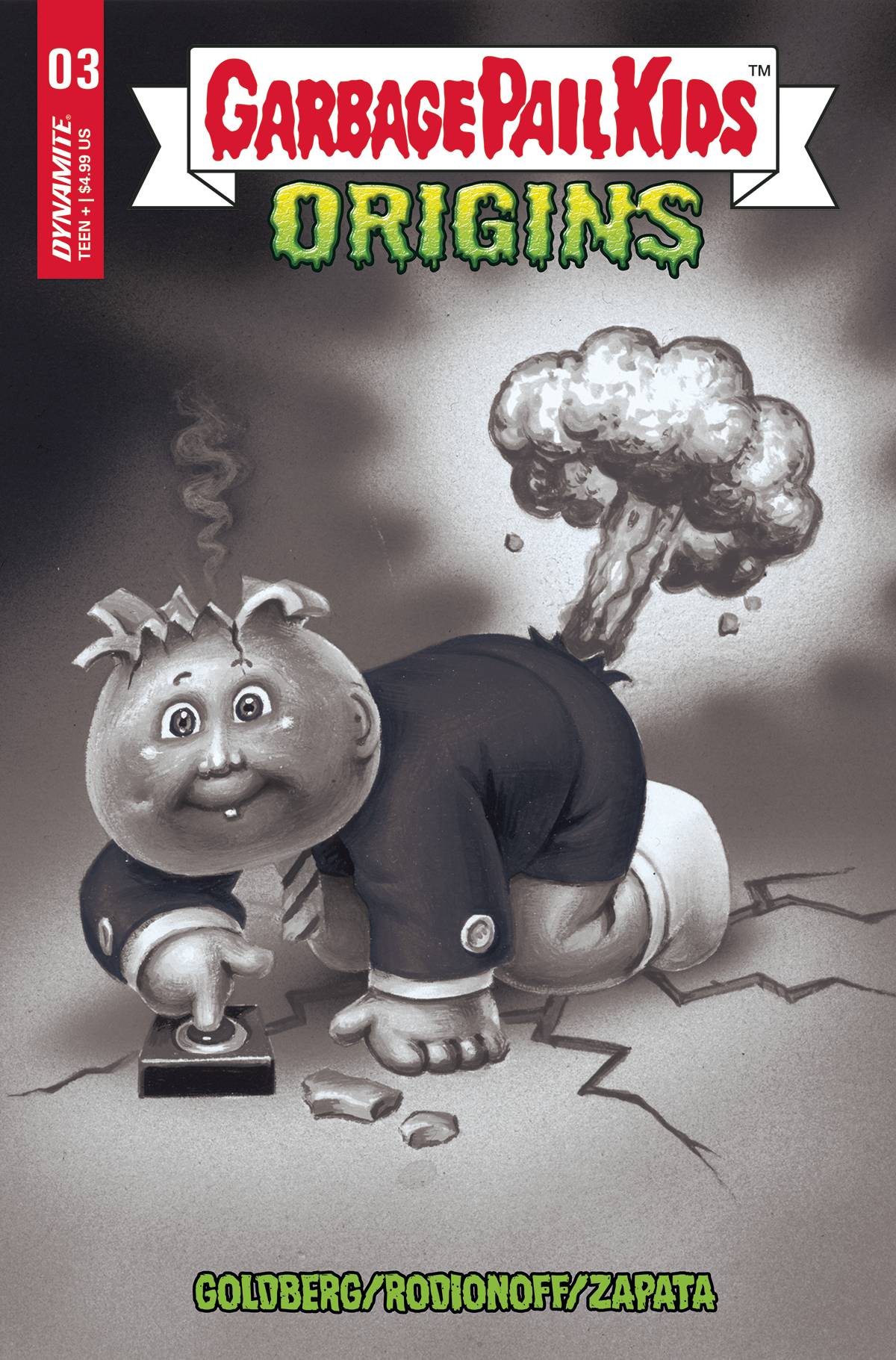 Garbage Pail Kids Origins #3 N 1:10 Trading Card B&amp;W Variant (12/14/2022) Dynamite