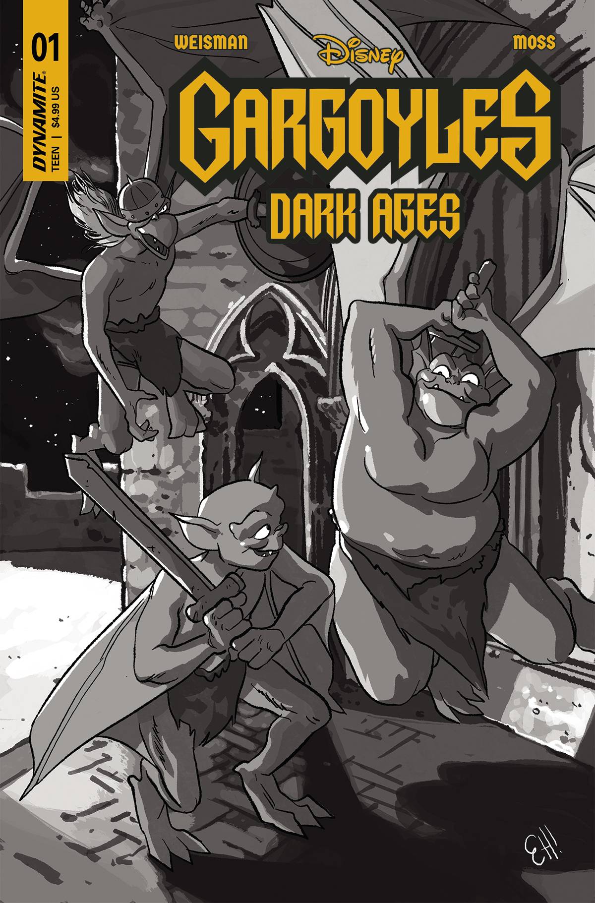 Gargoyles Dark Ages #1 Zc 1:7 Foc Erica Henderson B&amp;W Variant (07/05/2023) Dynamite