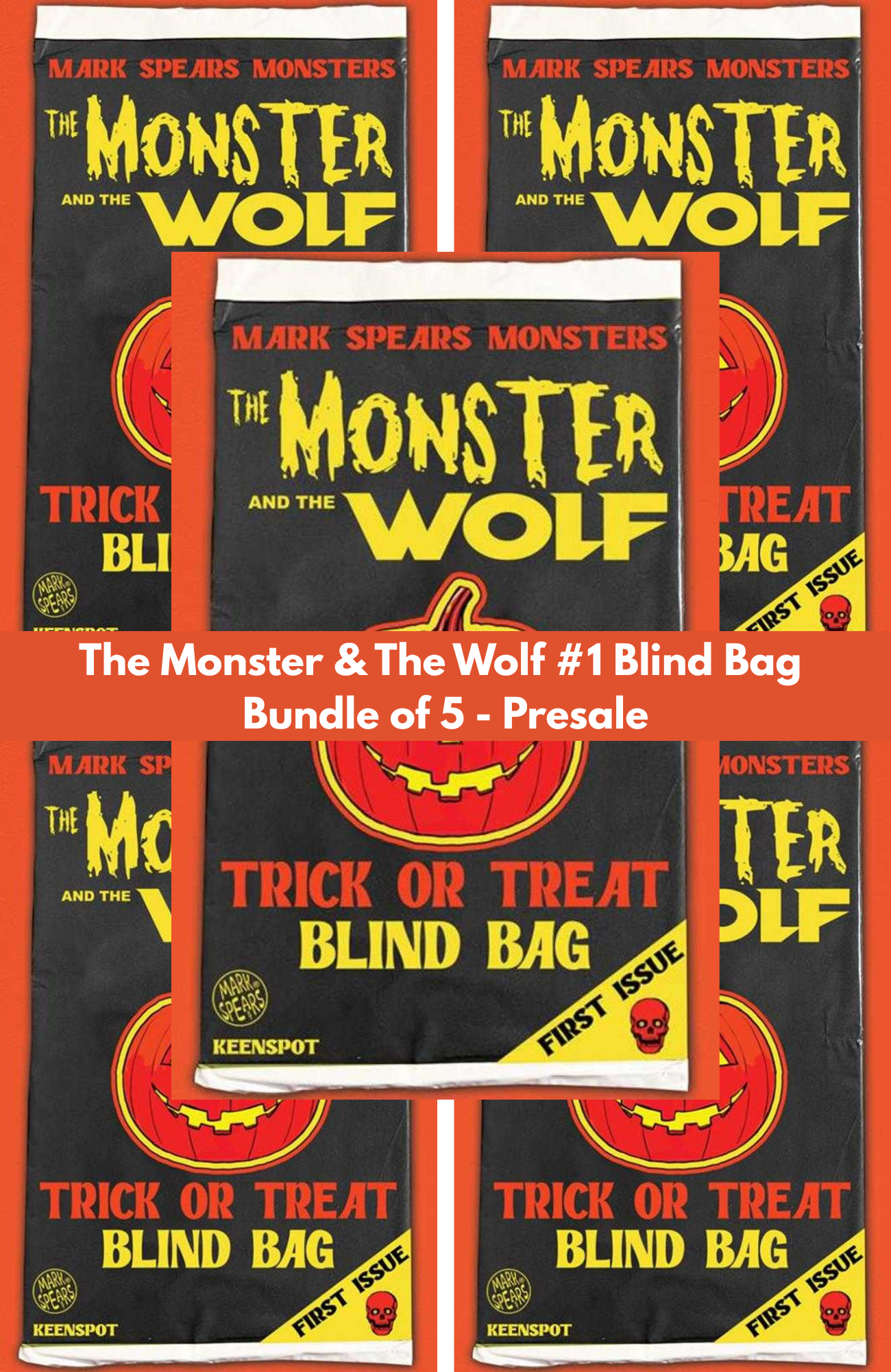 Bundle of 5 blind bags from The Monster & The Wolf #1 featuring 90 random rare variant covers.