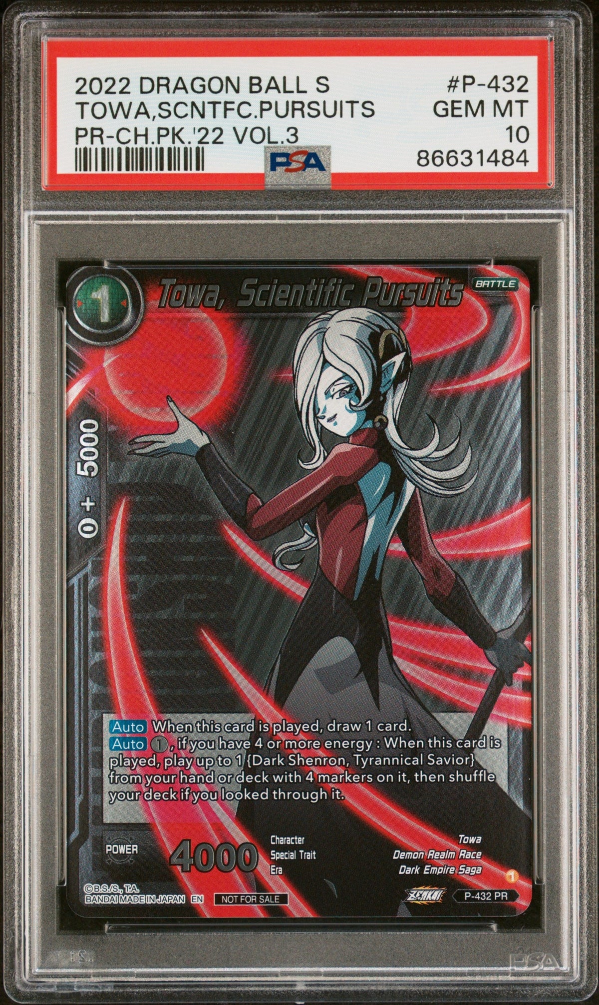 2022 DRAGON BALL SUPER TOWA,SCNTFC.PURSUITS #P-432 - PSA 10