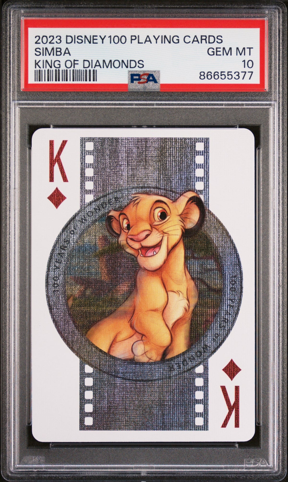 2023 DISNEY 100 PLAYING CARDS SIMBA KING OF DIAMONDS PSA 10