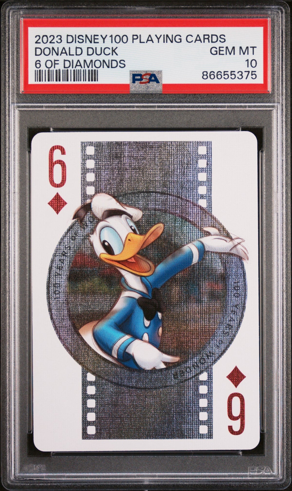 2023 DISNEY 100 PLAYING CARDS DONALD DUCK 6 OF DIAMONDS PSA 10