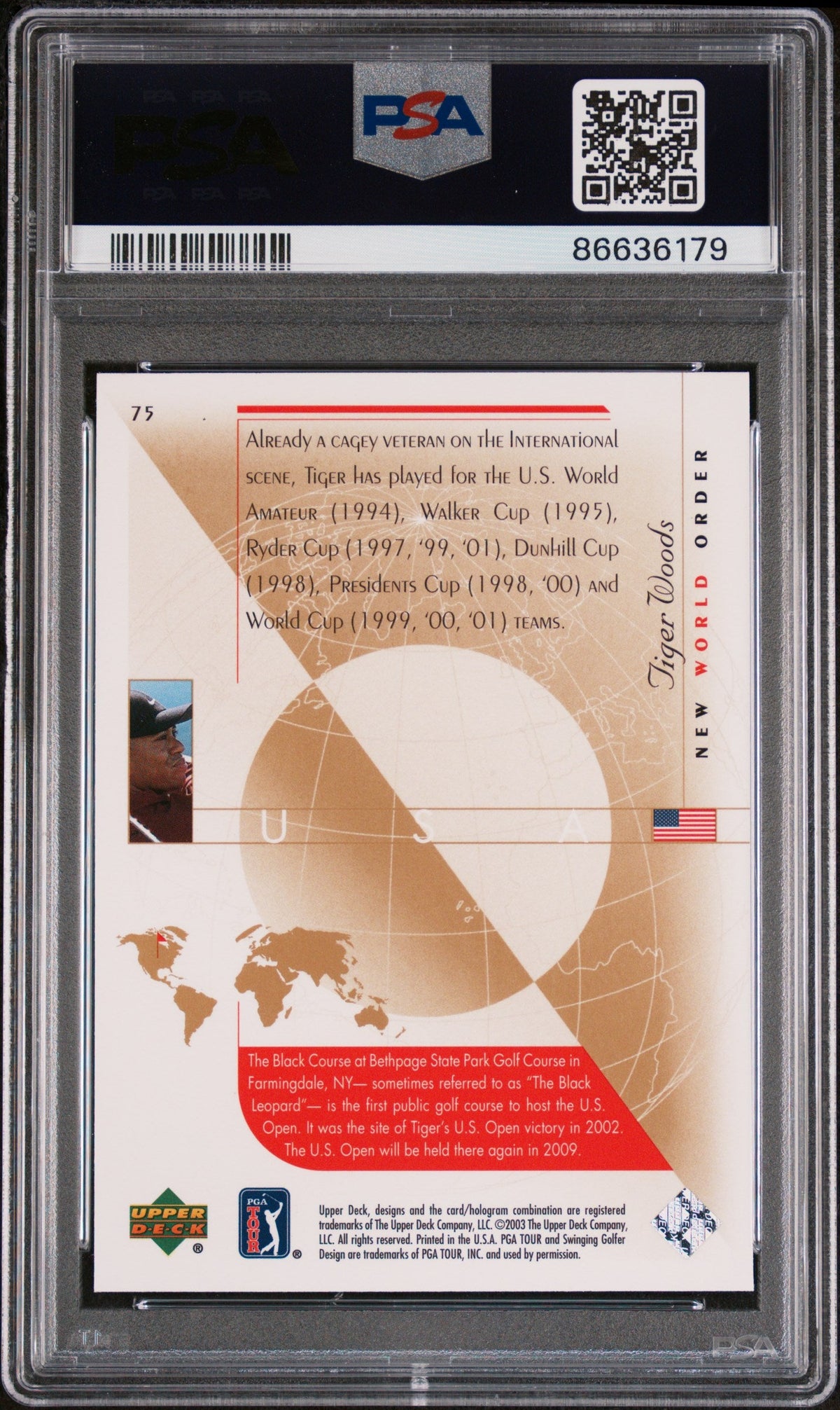 2003 UPPER DECK GOLF TIGER WOODS  #75 - PSA 9