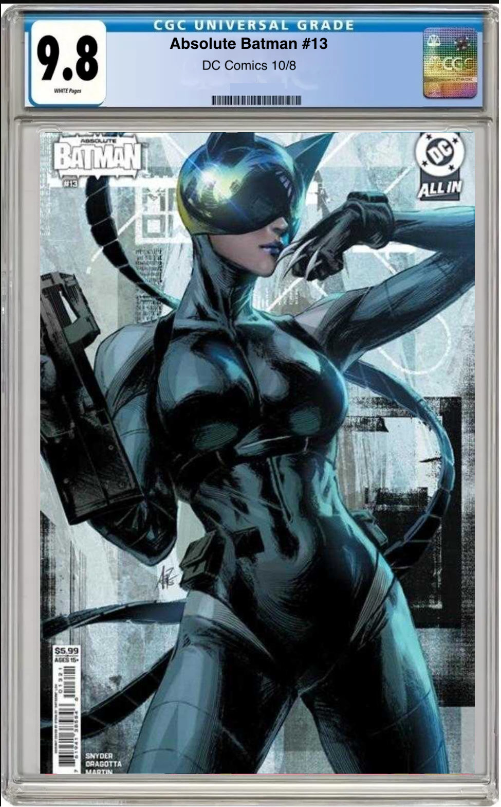 Comic book cover of Absolute Batman #13 Stanley “Artgerm” Lau Card Stock Cover with CGC grading label