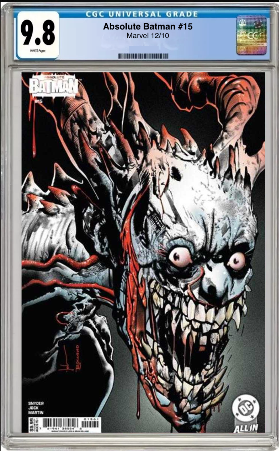 Comic book cover of Absolute Batman #15 Brian Bolland Cover with CGC grading label.