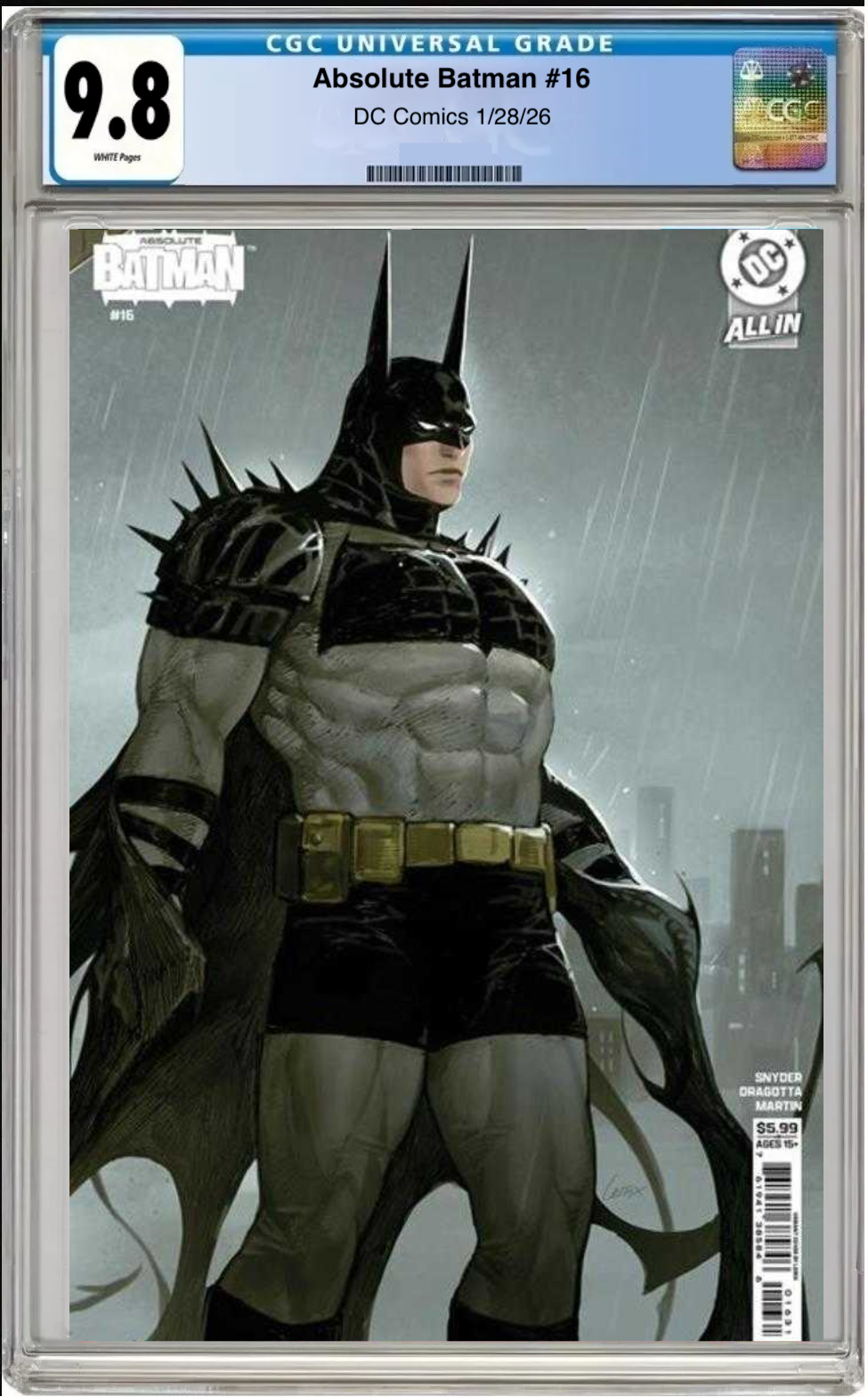 Comic book cover of Absolute Batman #16 Cover C with CGC grading label.