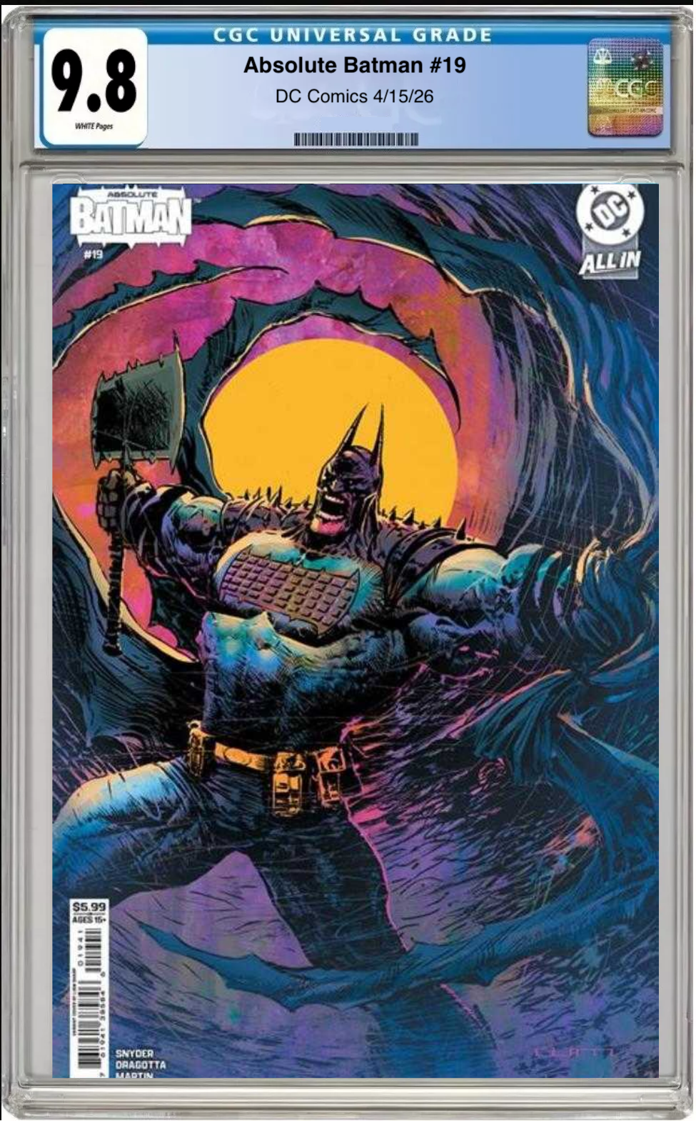 Comic book cover of Absolute Batman #19 Cover D with CGC grading label.