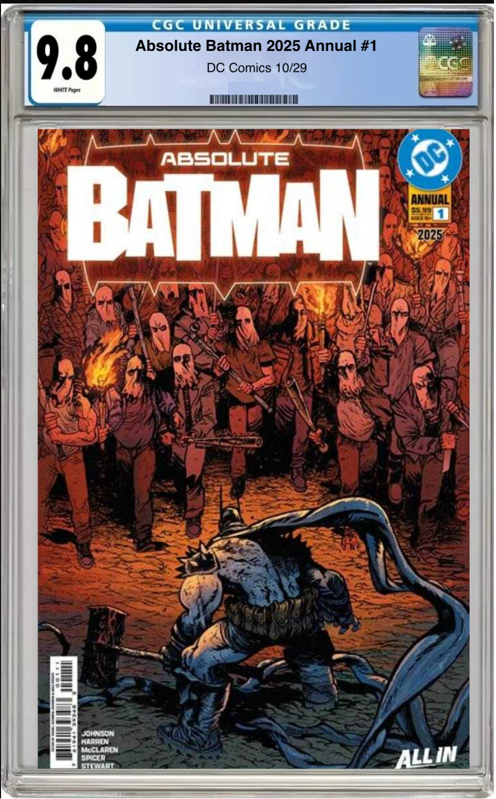 Comic book cover of Absolute Batman 2025 Annual #1 Cover A with CGC 9.8 grading label.