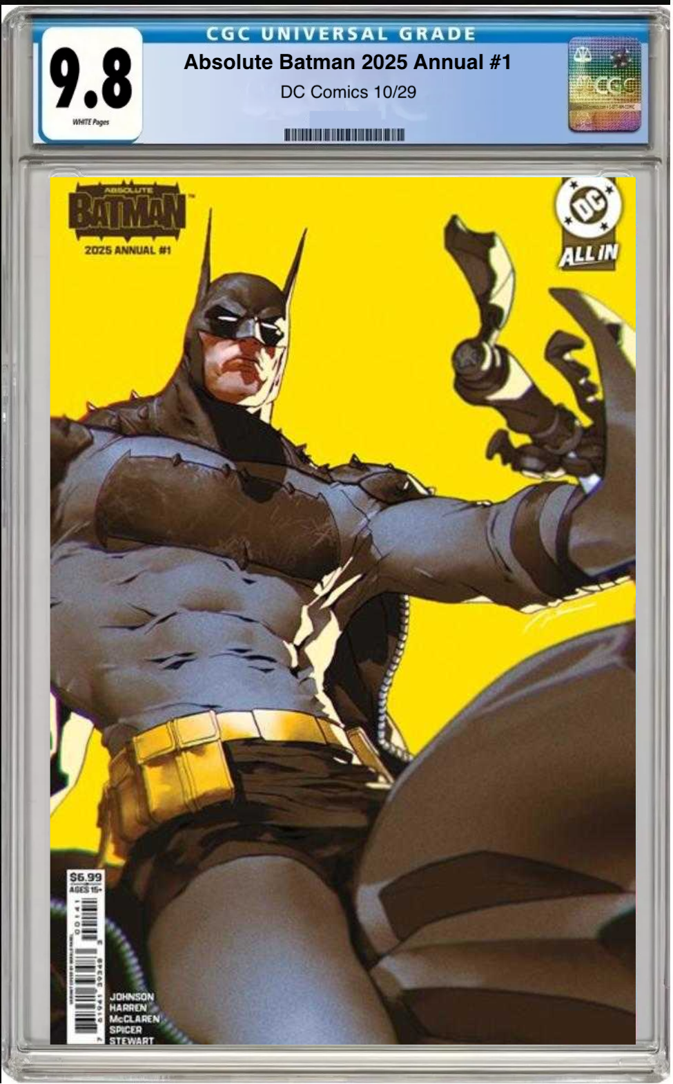 Comic book cover of Absolute Batman 2025 Annual #1 Cover B with CGC 9.8 grading label.
