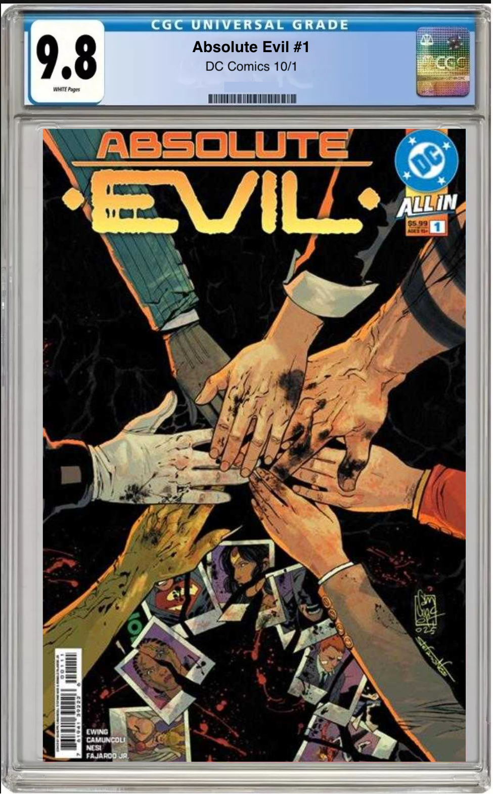 Comic book cover of Absolute Evil #1 Cover A with CGC grading label