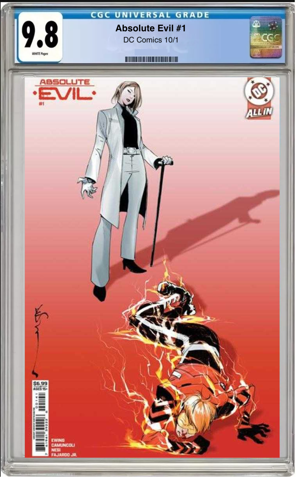 Comic book cover of Absolute Evil #1 Dustin Nguyen Card Stock Cover with CGC grading label