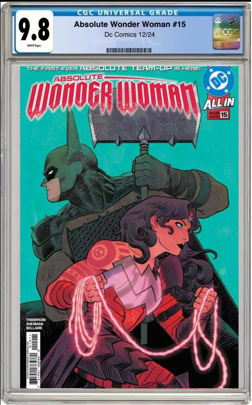 Comic book cover of Absolute Wonder Woman #15 Cover A with CGC grading label.