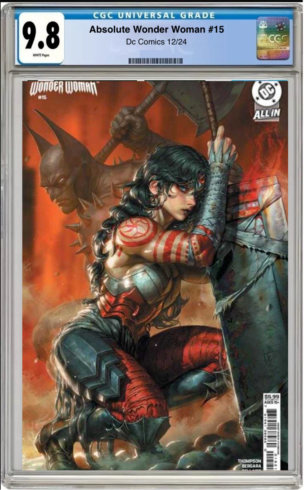 Comic book cover of Absolute Wonder Woman #15 Cover D with CGC grading label.