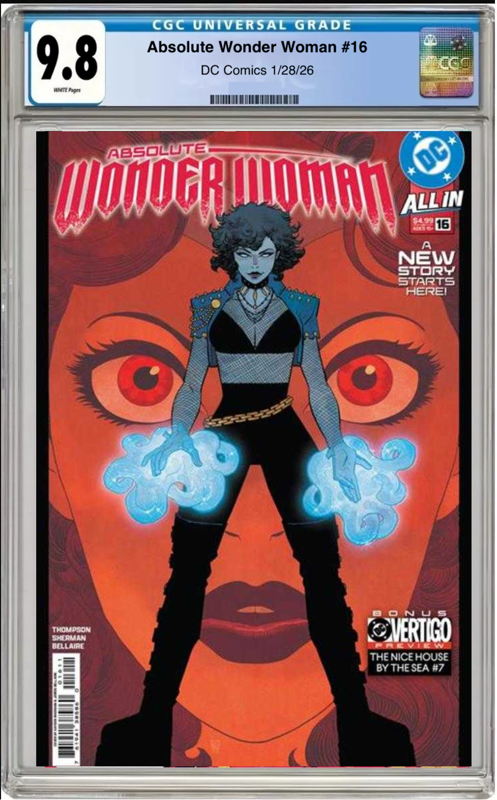 Comic book cover of Absolute Wonder Woman #16 Cover A with CGC grading label.