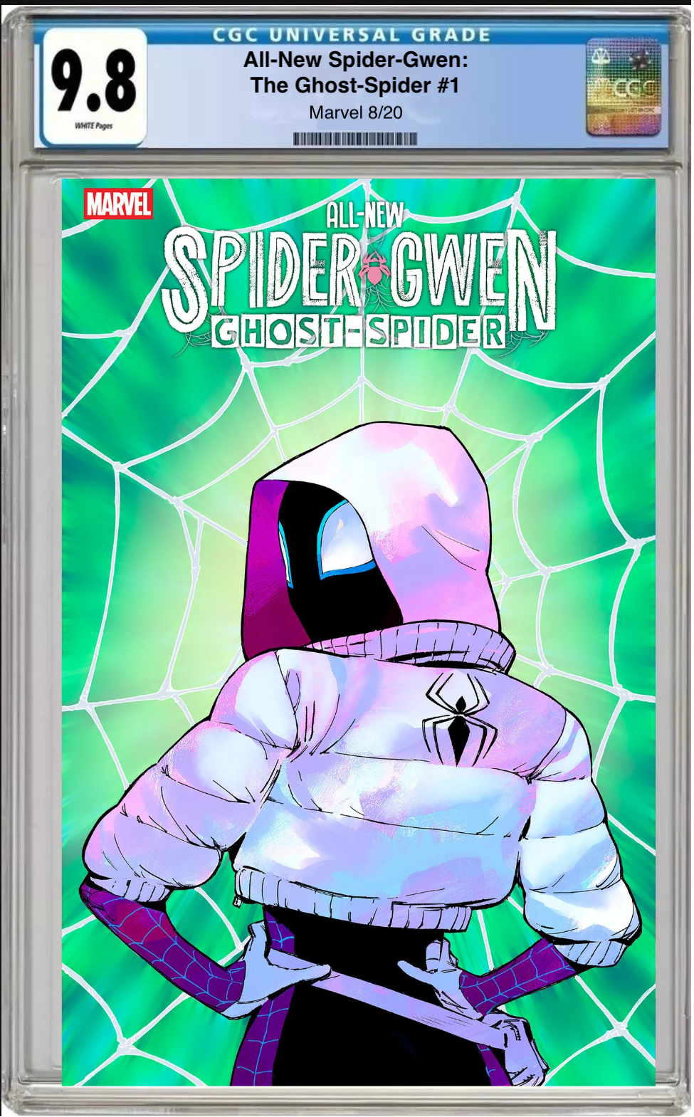 Comic book cover of All-New Spider-Gwen: The Ghost-Spider #1 Matteo Lolli Foil Variant with CGC grading label.