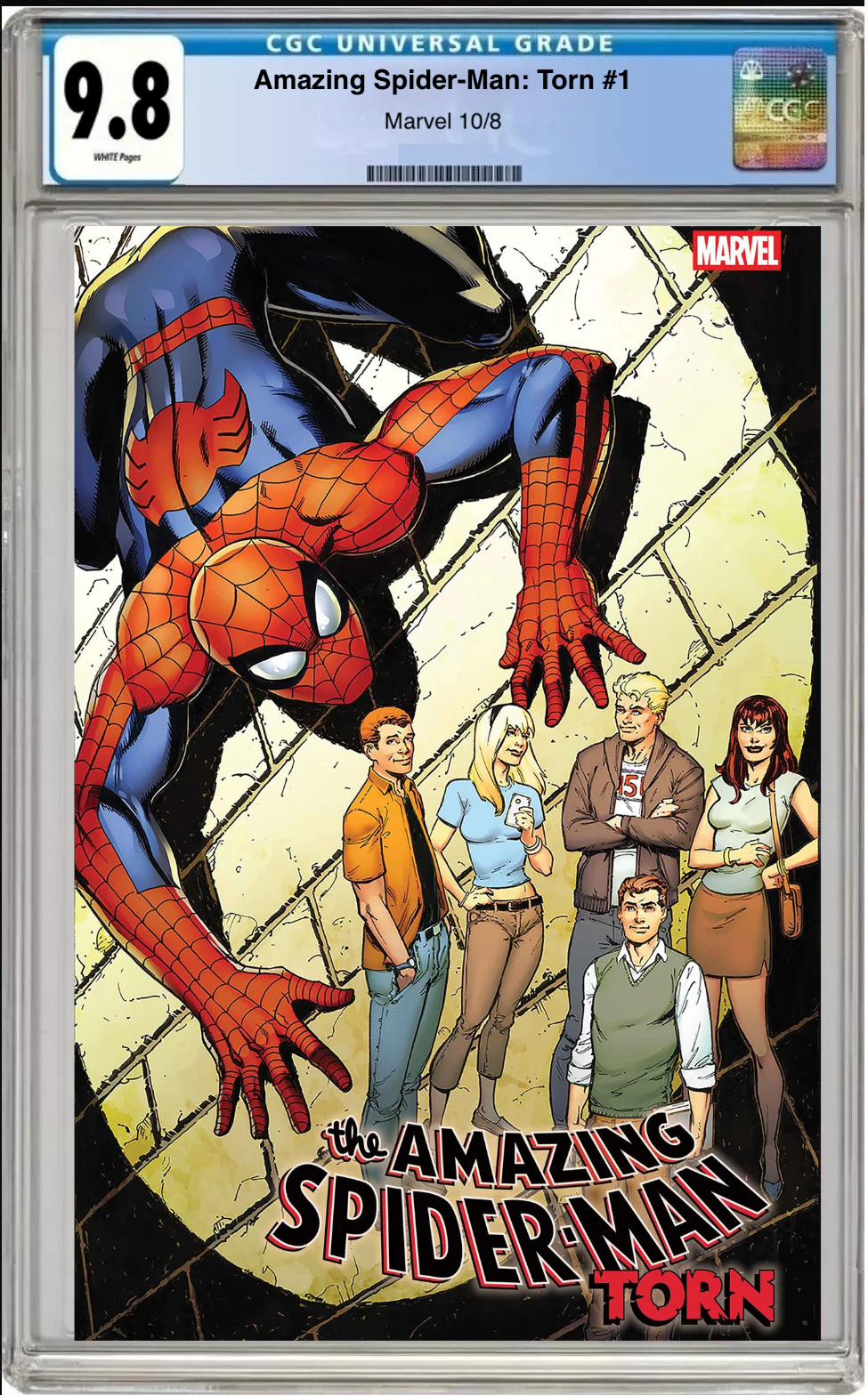 Comic book cover of Amazing Spider-Man #1 Mark Bagley Cover with CGC grading label.