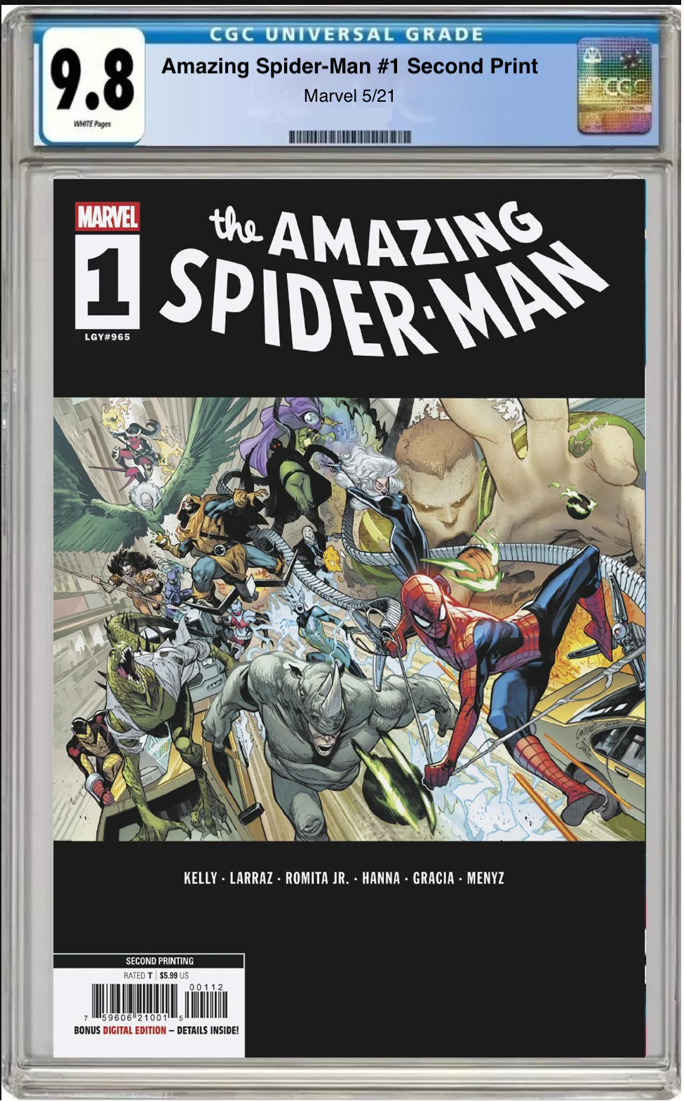 Amazing Spider-Man #1 CGC Graded 9.8 Pepe Larraz Cover Second Print
