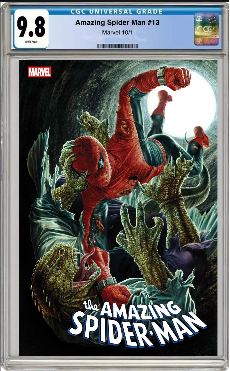 Comic book cover of Amazing Spider-Man #13 Lee Berjejo Amazing Visions Cover with CGC grading label