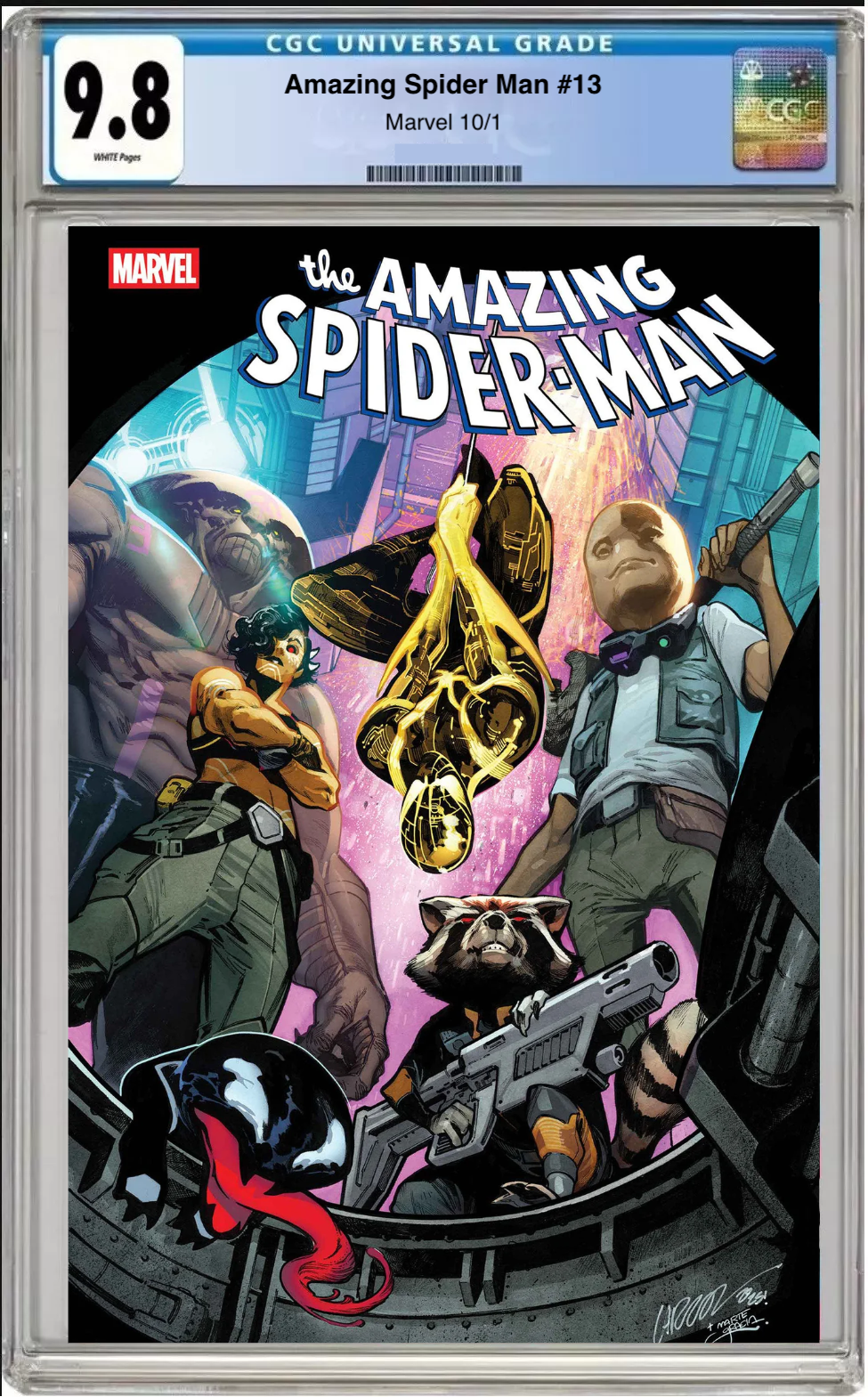 Comic book cover of Amazing Spider-Man #13 Main Cover with CGC grading label