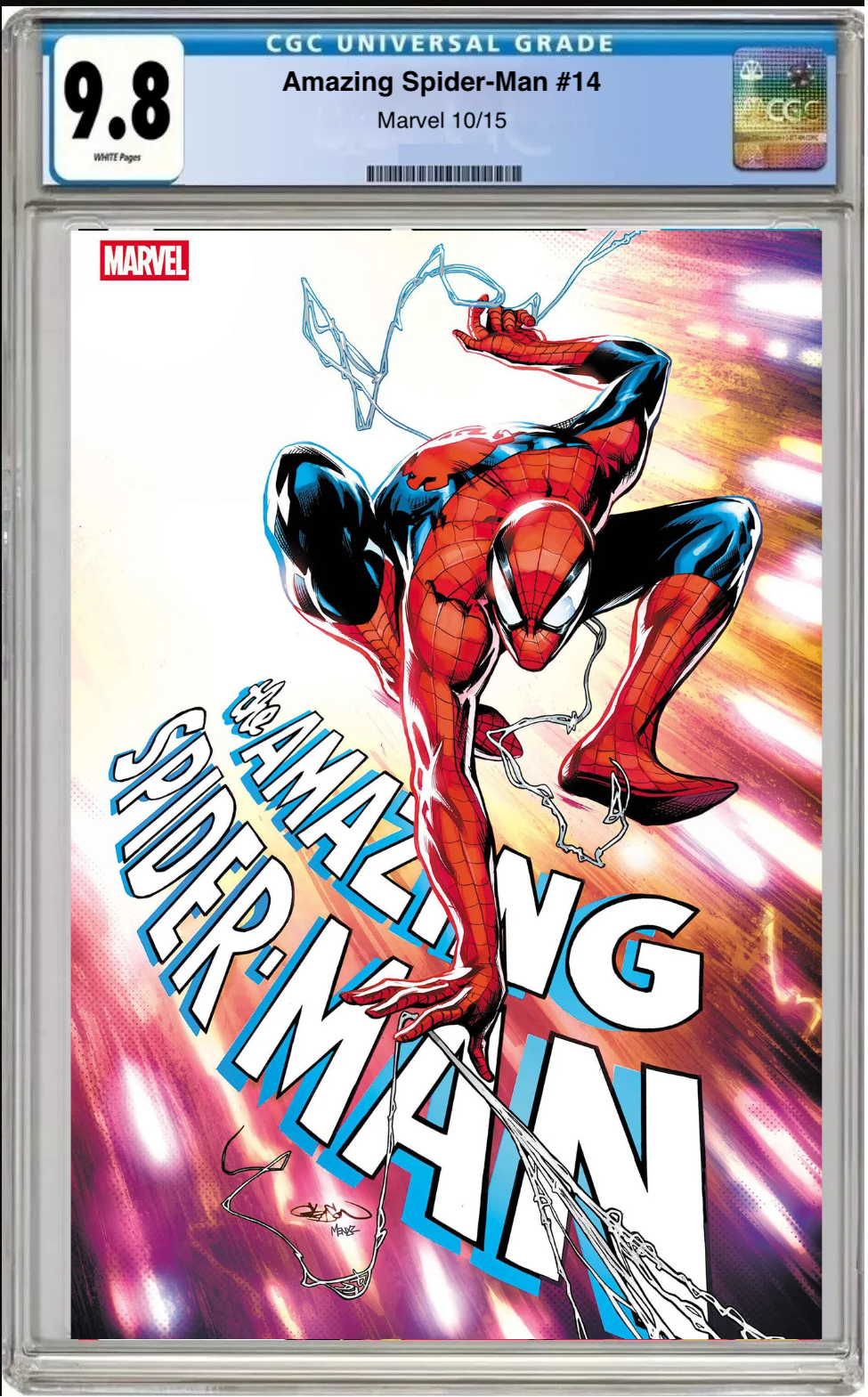Comic book cover of Amazing Spider-Man #14 Main Cover with CGC grading label.