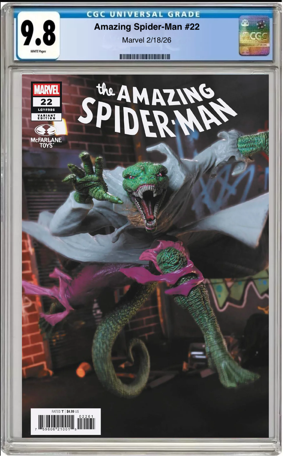 Comic book cover of Amazing Spider-Man #22 McFarlane Toys Cover with CGC grading label.