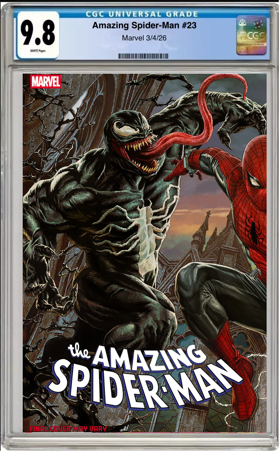 Comic book cover of Amazing Spider-Man #23 Lee Bermejo Amazing Visions Cover with CGC grading label.