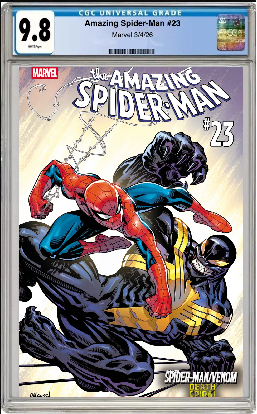 Comic book cover of Amazing Spider-Man #23 Main Cover with CGC grading label.