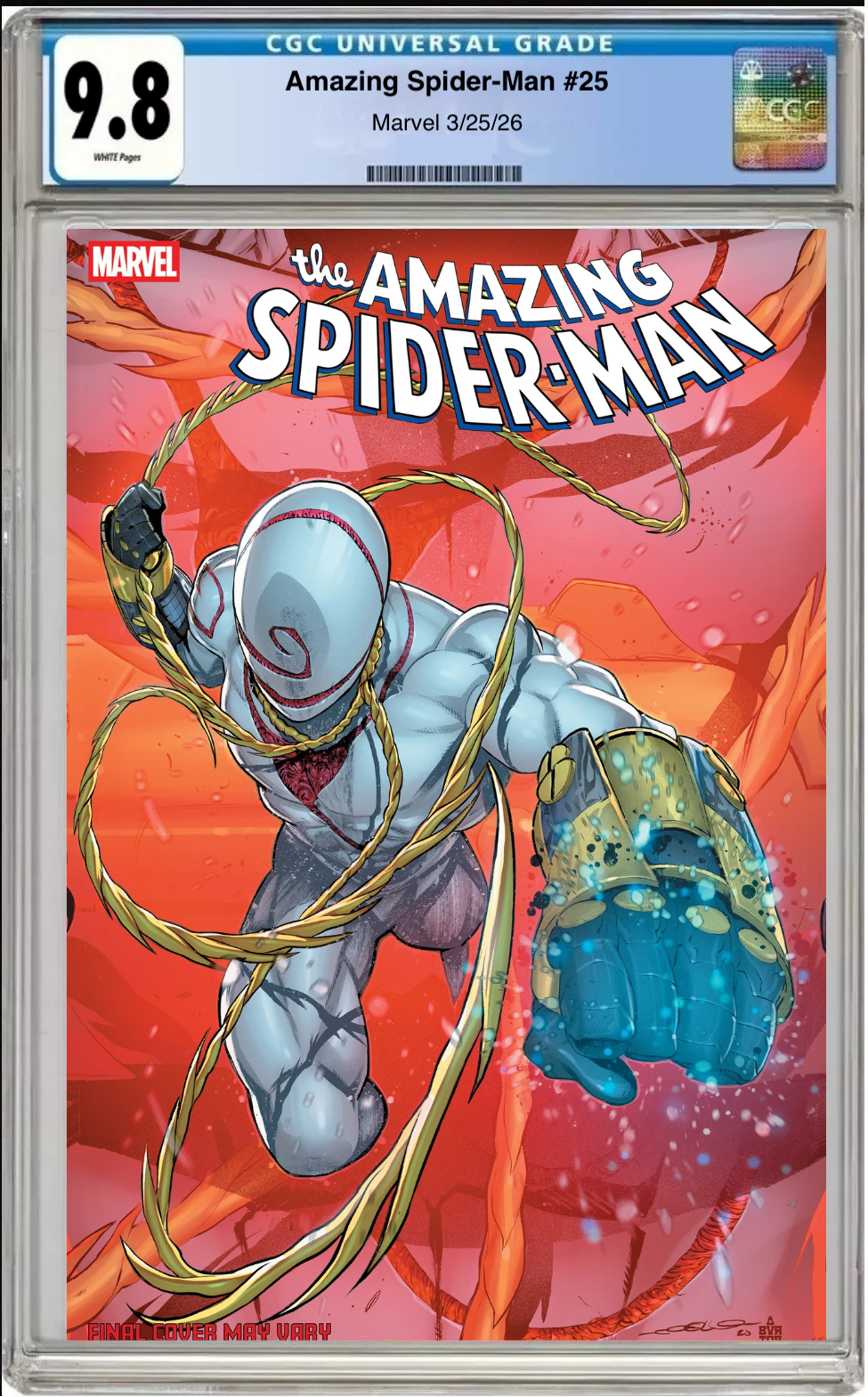 Comic book cover of Amazing Spider-Man #25 Iban Coello 9-Part Connecting Cover with CGC grading label.