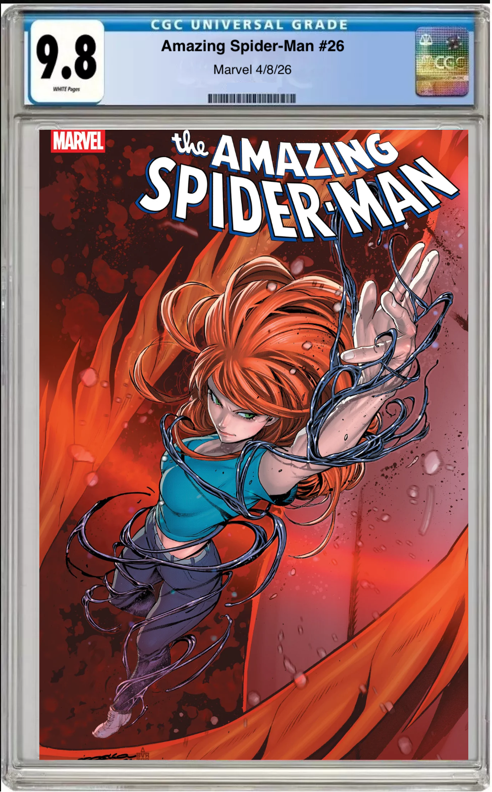 Comic book cover of Amazing Spider-Man #26 Iban Coello 9-Part Connecting Cover with CGC grading label.

