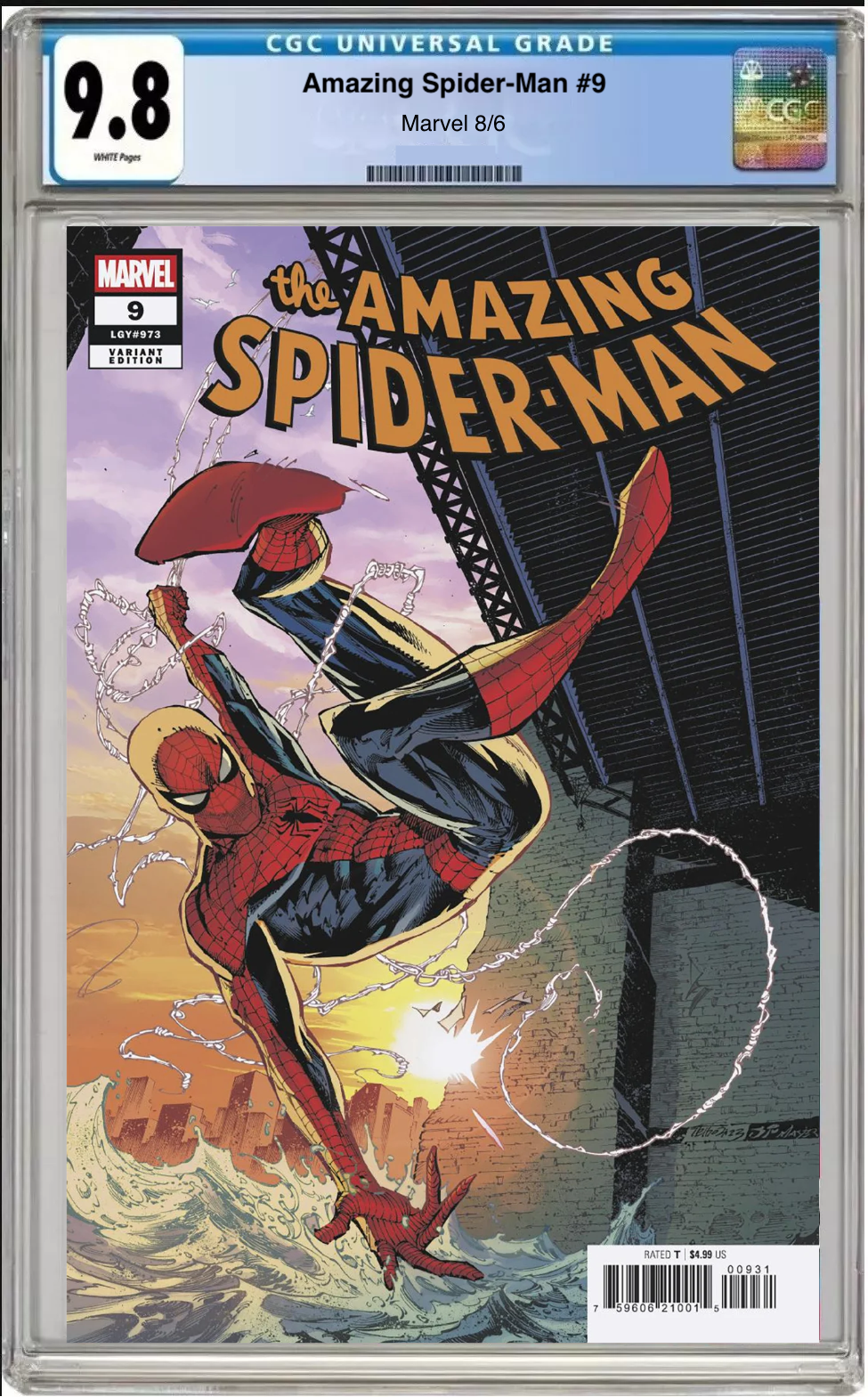 Comic book cover of Amazing Spider-Man #9 Netho Diaz Cover with CGC grading label