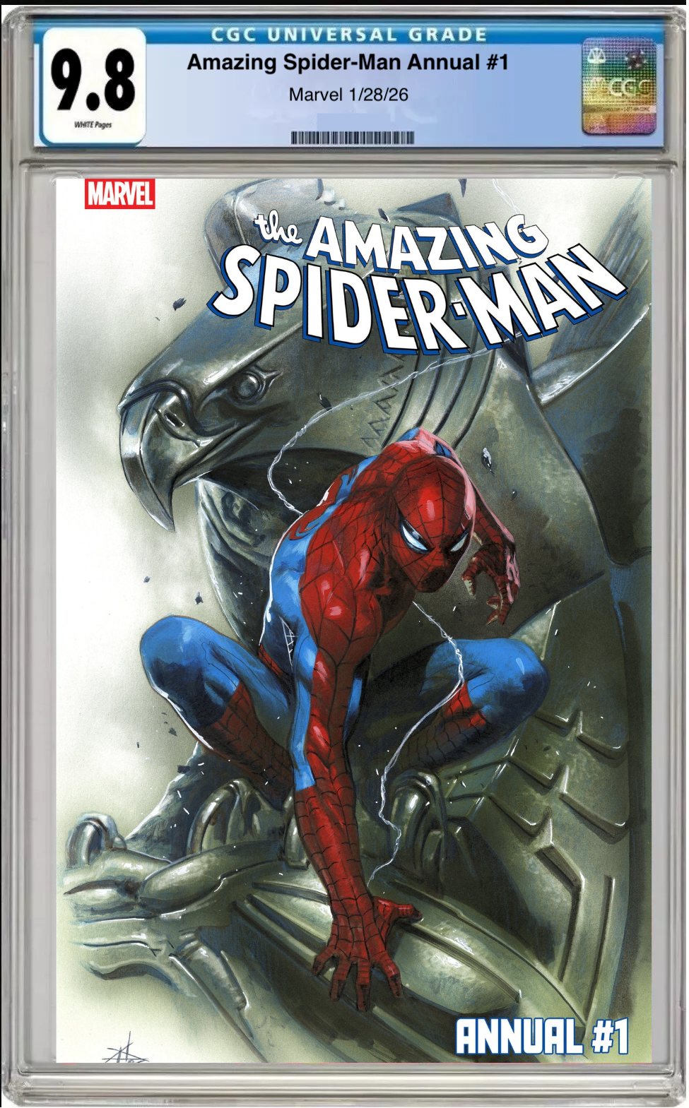 Comic book cover of Amazing Spider-Man Annual #1 Gabriele Dell’Otto Cover with CGC grading label.