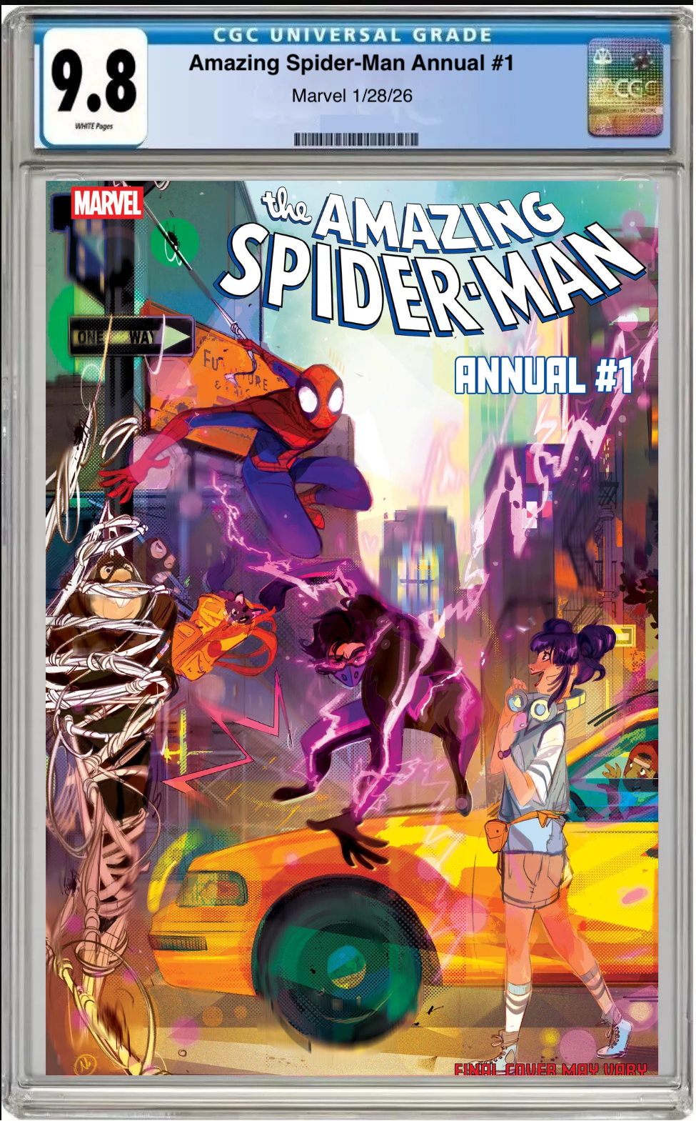 Comic book cover of Amazing Spider-Man Annual #1 Nicoletta Baldari Cover with CGC grading label.

