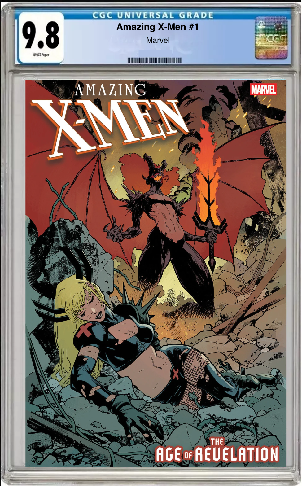 Comic book cover of Amazing X-Men #1 Mike Hawthorne Revelation Cover with CGC grading label