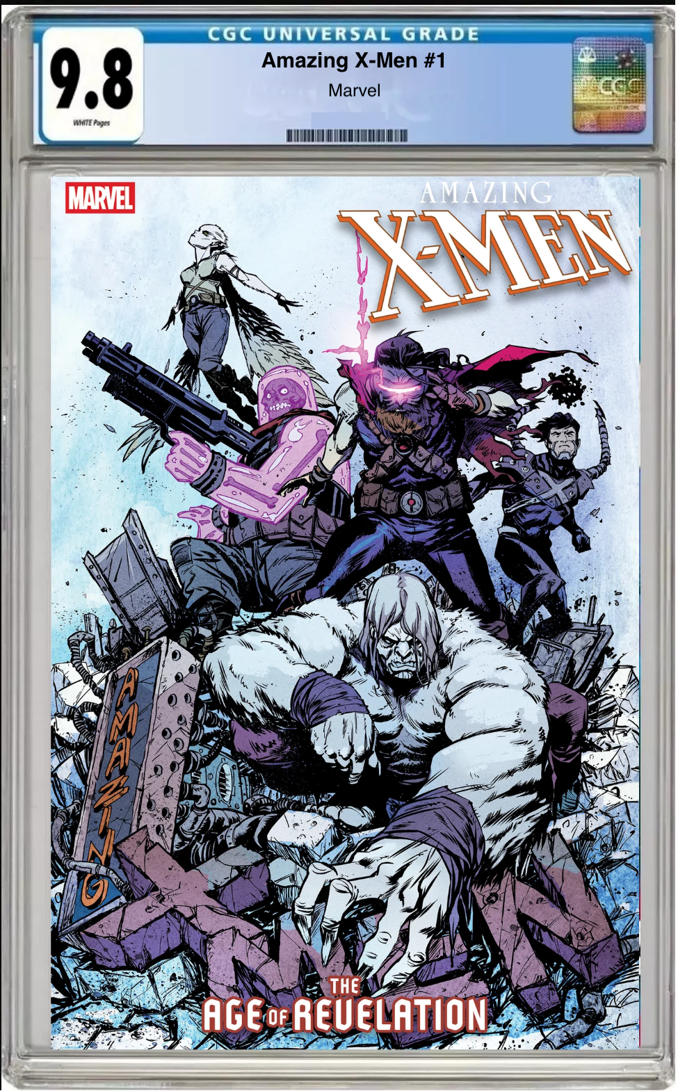 Comic book cover of Amazing X-Men #1 Sanford Greene Cover with CGC grading label