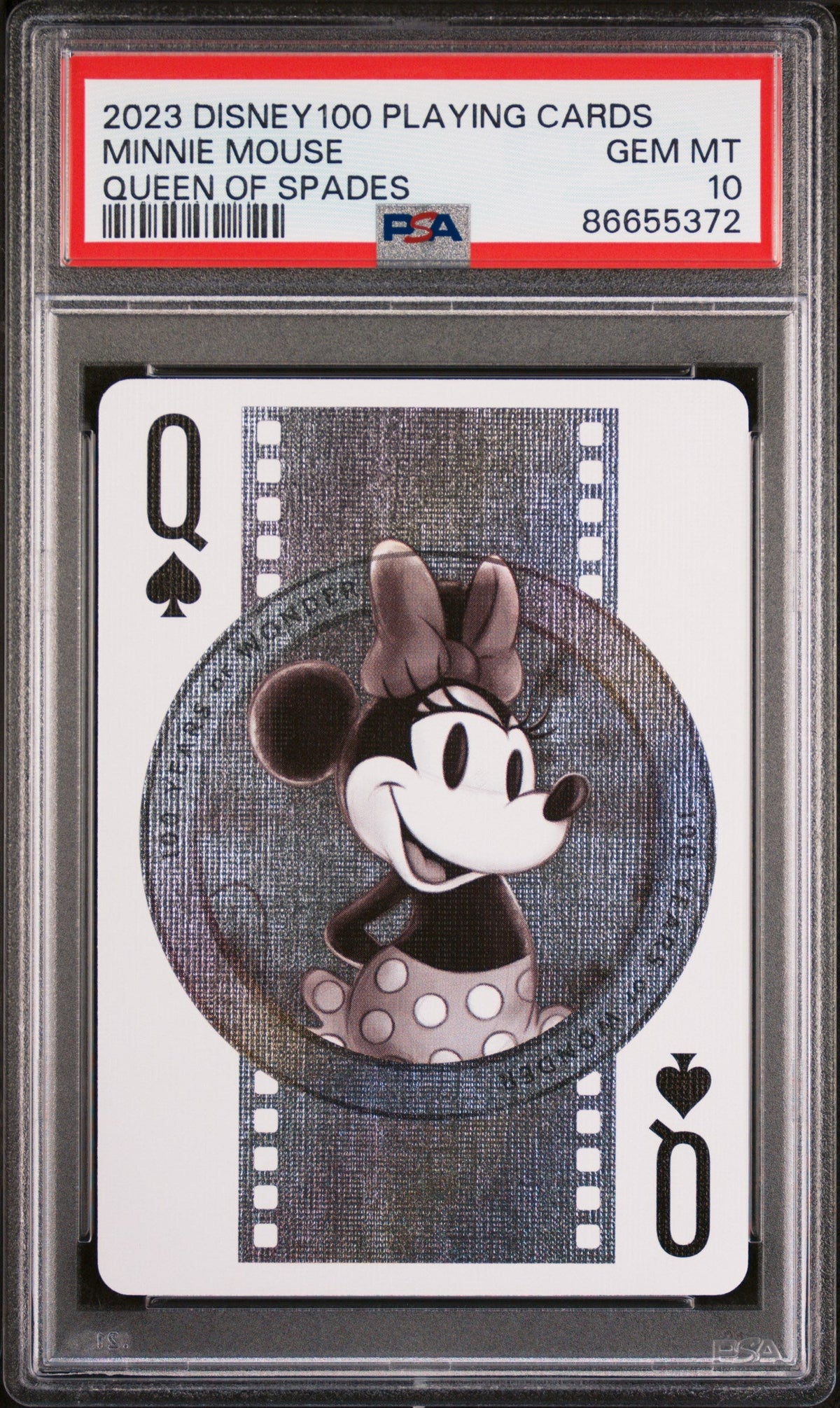 2023 DISNEY 100 PLAYING CARDS MINNIE MOUSE QUEEN OF SPADES PSA 10