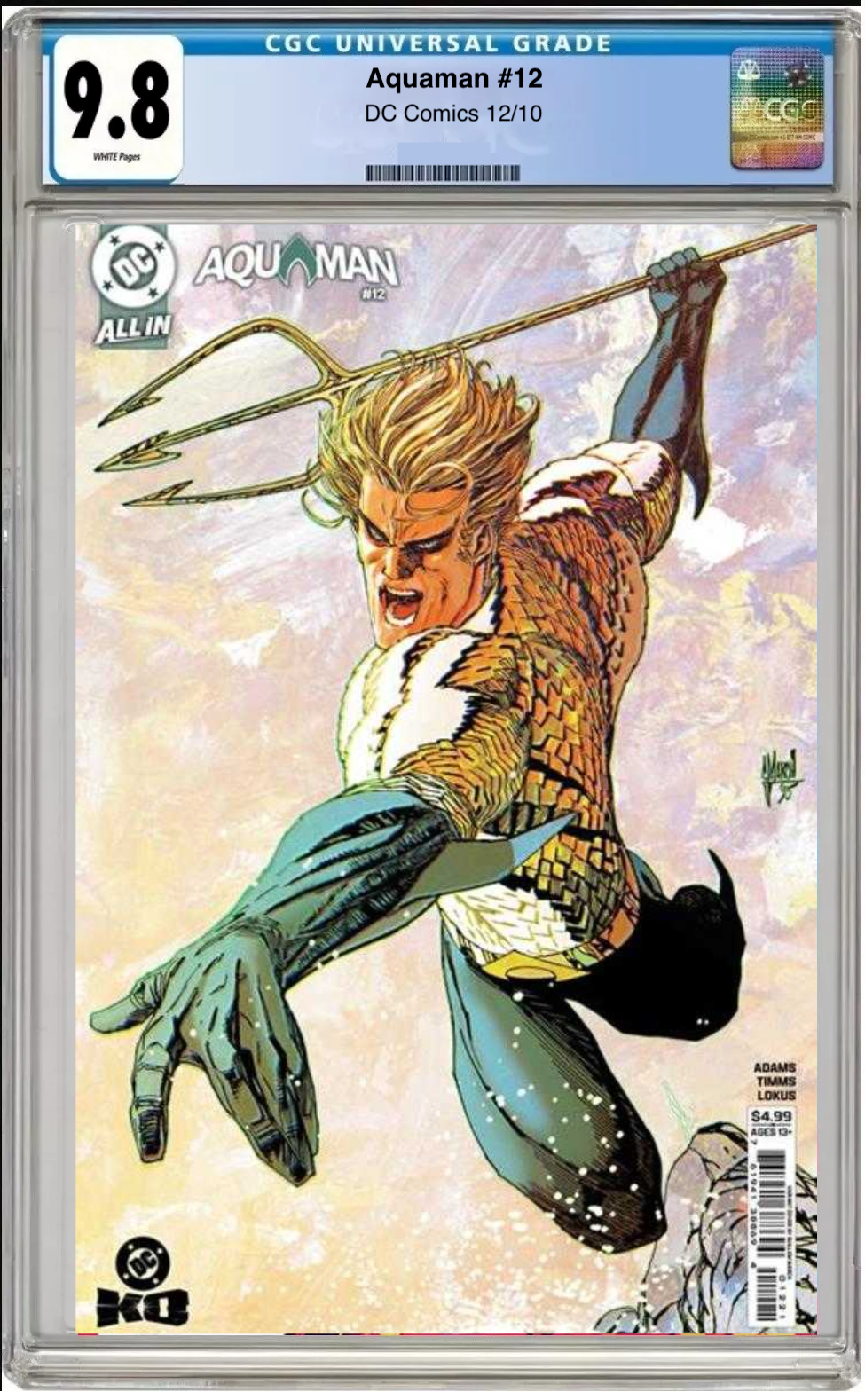 Comic book cover of Aquaman #12 Cover B with CGC grading label.