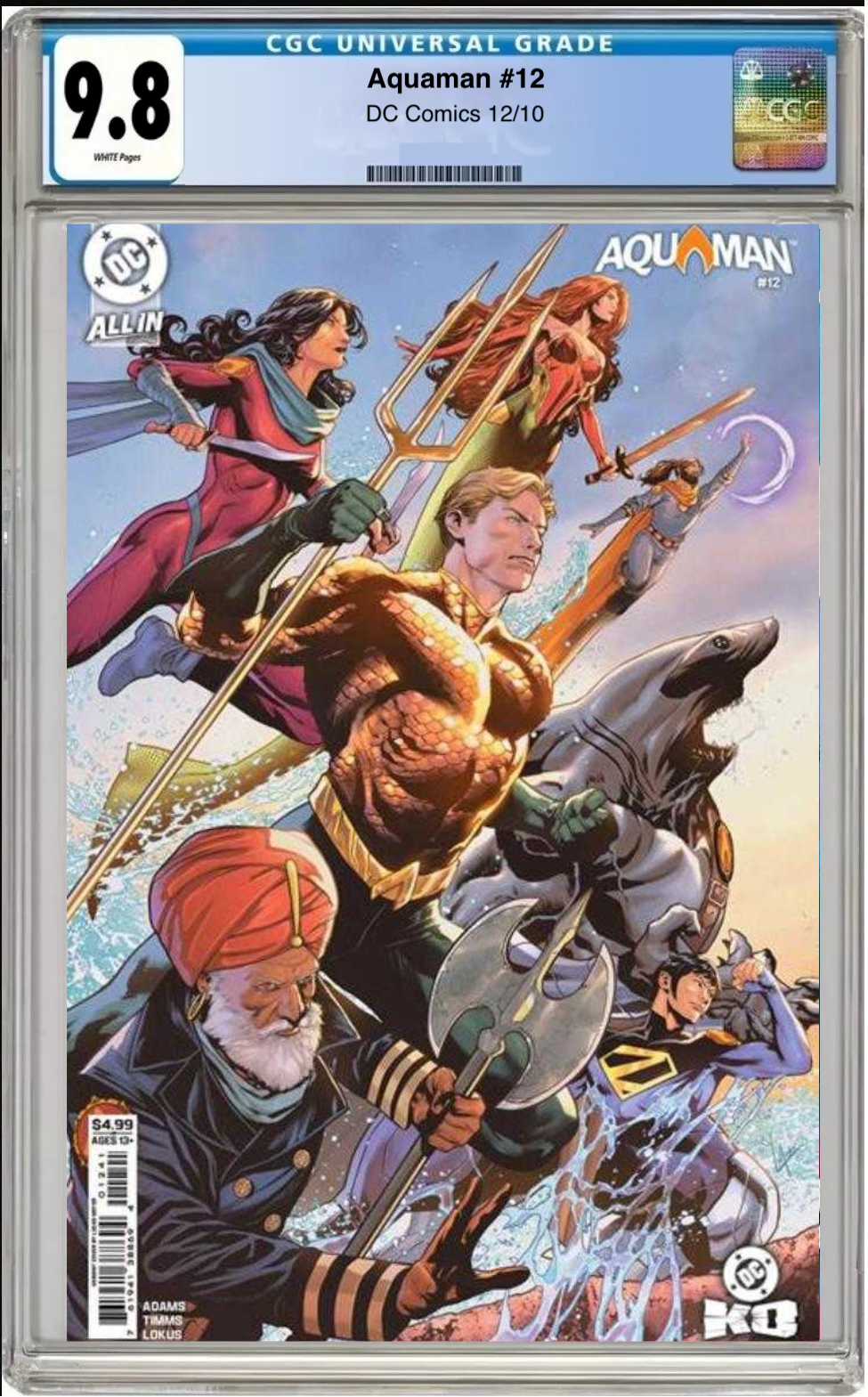 Comic book cover of Aquaman #12 Cover D with CGC grading label.