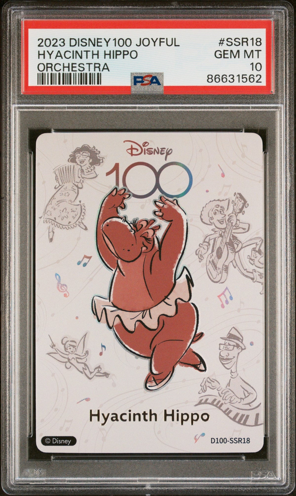 2023 CARD FUN DISNEY 100 JOYFUL ORCHESTRA HYACINTH HIPPO SSR18 PSA 10