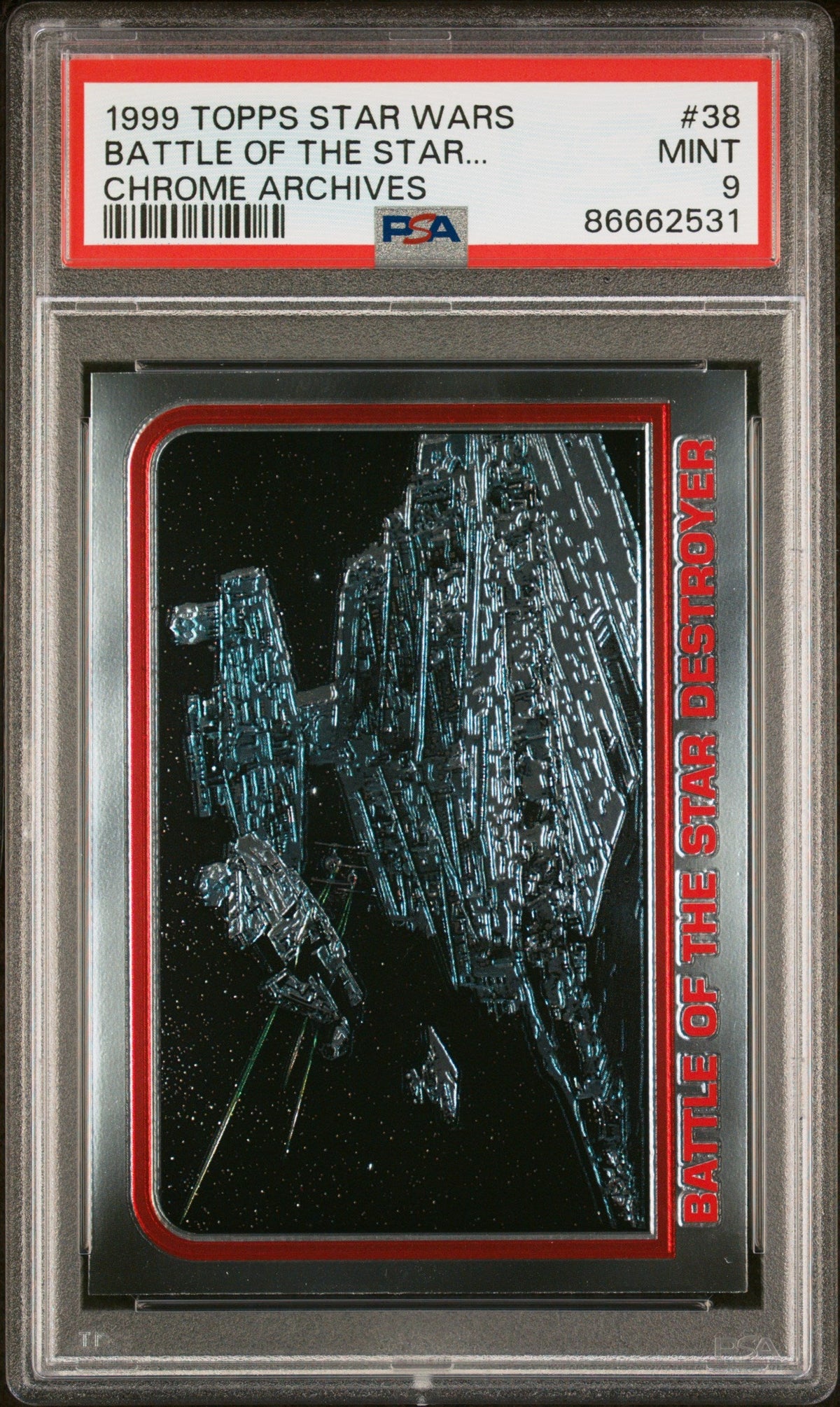 1999 TOPPS CHROME STAR WARS CHROME ARCHIVES BATTLE OF THE STAR... CHROME ARCHIVES #38 - PSA 9