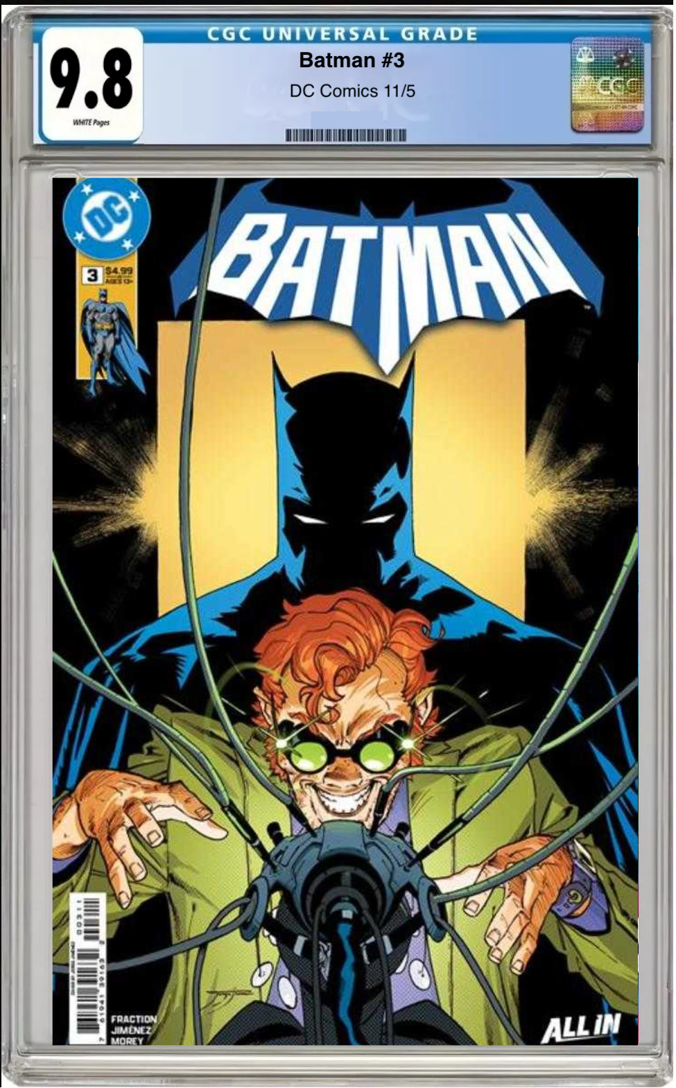 Comic book cover of Batman #3 Cover A with CGC 9.8 grading label.