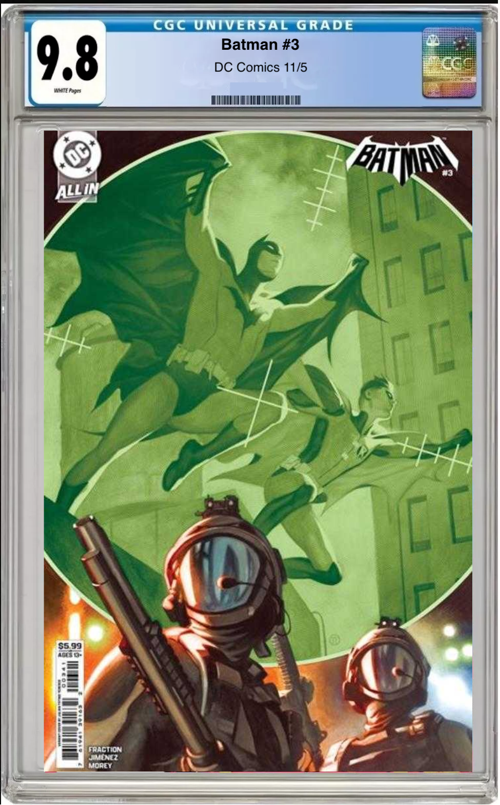 Comic book cover of Batman #3 Cover C with CGC 9.8 grading label.