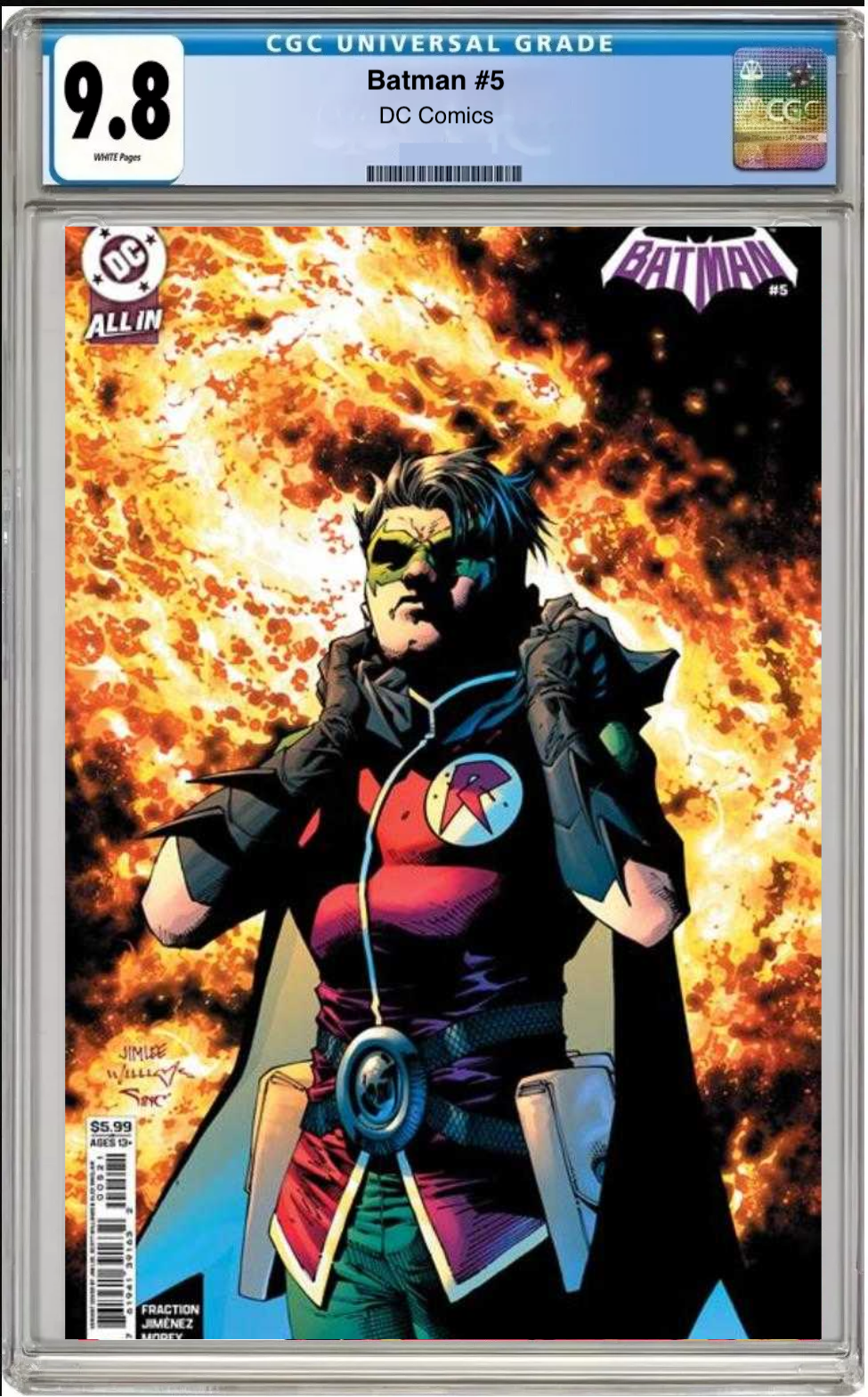 Comic book cover of Batman #5 Jim Lee Cover with CGC grading label.