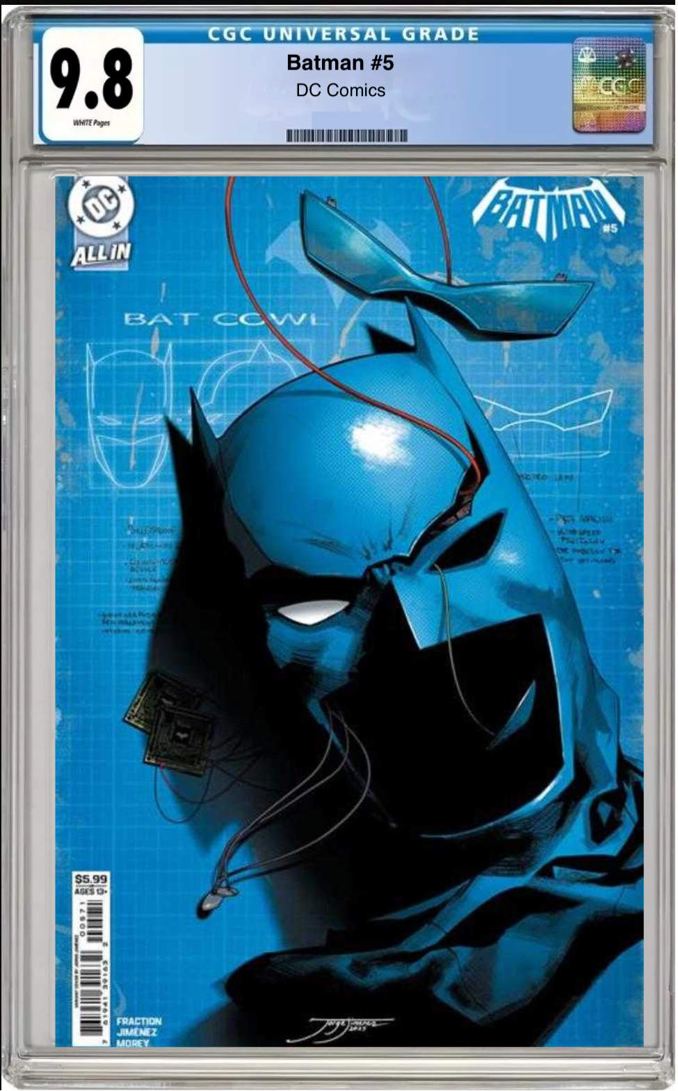 Comic book cover of Batman #5 Jorge Jimenez Bat-Gadget Cover with CGC grading label.
